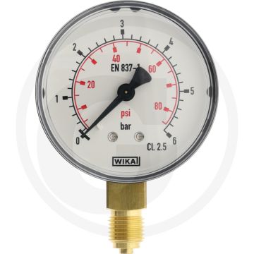 Manometer +6 bar Ø63mm Messing/Aluminium-Staal-Koper-Polycarbonaat