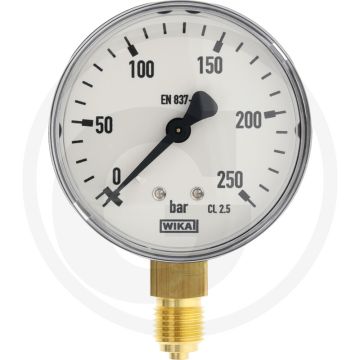 Manometer +250 bar, Ø63mm, Staal, Droog, Polycarbonaat