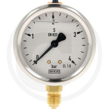 Glycerinemanometer +4 bar, Ø63 mm, RVS huis, Met glycerine gevuld