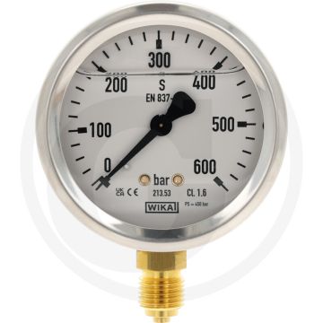 Glycerinemanometer +600 bar RVS 63mm Messing