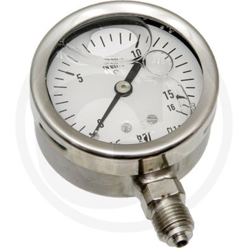 Manometer +16 bar, Ø63mm, RVS aansluiting