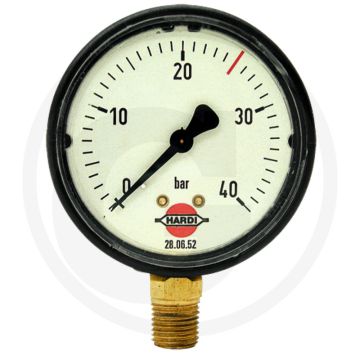 Hardi Manometer 1/4" onder, 0 → + 40 bar Ø 65 mm met glycerine (Gewasbescherming)