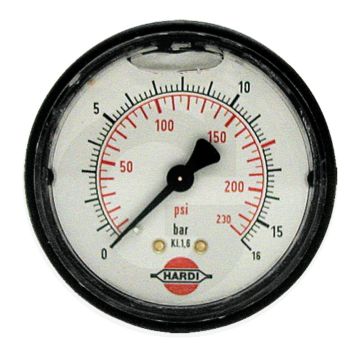Hardi Manometer +16 bar Ø65mm Messing met glycerine gevuld