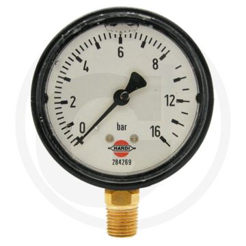 Hardi Manometer +16 bar Ø65mm Messing met glycerine