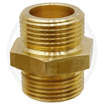 Lechler Dubbele nippel - Messing, Buiten = 3/4", Lengte 35mm