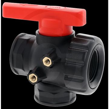 3-weg kogelkraan IG 1 1/4" PP, max. werkdruk 10 bar