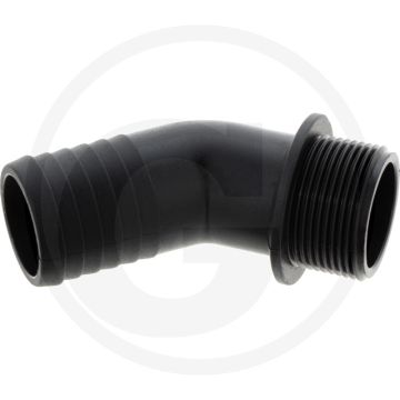 Bogen 45°, Ø 40mm x AG 1 1/4" PVC - BSP draad
