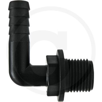 Slangtule 90°, Ø: 13 mm x AG 1/2", PVC, BSP draad