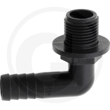 Schlauchtülle 90°, Ø 16mm x AG 1/2", PVC, BSP draad