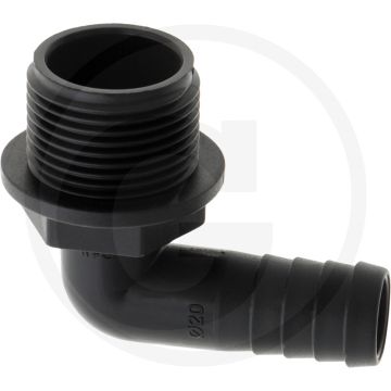 Schlauchtülle 90°, Ø 20mm x AG 1", PVC, BSP 1" x 20mm