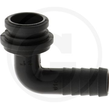 Bogen 90° mit Schlauchtülle Ø 15 mm (für Überwurfmutter mit Innengewinde 1")