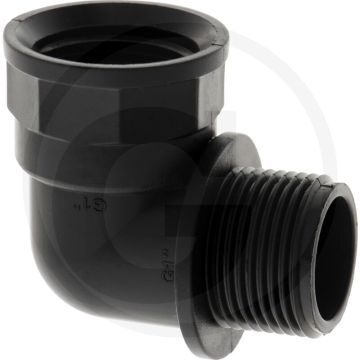 Bogen 90°, IG 1" x AG 1", PP, 47mm x 42,5mm x 23mm