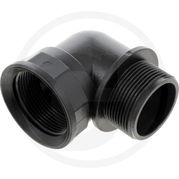 Bogen 90°, IG 1 1/2" x AG 1 1/2", PP, 90°, 57mm, 52,5mm