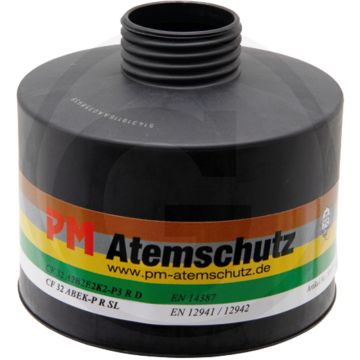 Combifilter PM A2B2E2K2-P3 M40 rond schroefdraadfilter volgens EN 148-1.