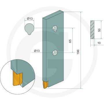 Streuzinken Hartmetall 10x50x196mm.