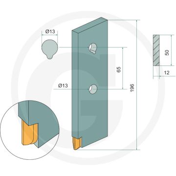 Streuzinken Hartmetall 12x50x196mm.