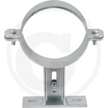 Wandklem voor PVC buis 160mm Ø, 300-375mm L, 120mm gatafstand. Verzinkt, verstelbaar.