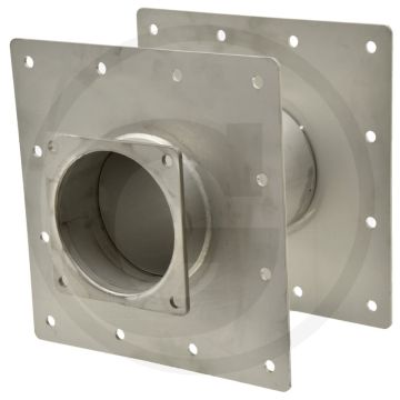 Wanddoorvoer RVS 8" met afdichtingsplaten