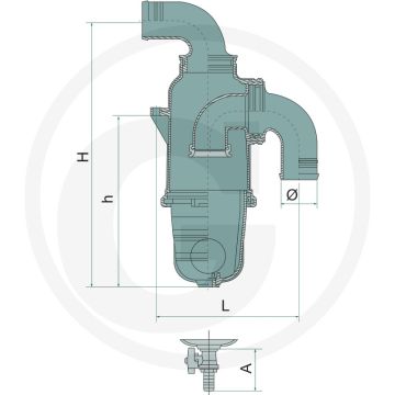 Battioni Pagani Syphon-vochtvanger (Aansluiting gebogen)