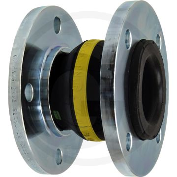 Rubber compensator DN65, 145x185mm, 130mm G, 4 gaten, 30°.