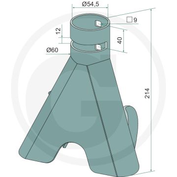 Schlitzschuhdüse 54,4mm Binnen-Ø 214mm Lengte