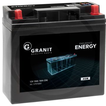 ENDURANCE ENERGY Batterie 12V / 19Ah AGM 181x76x167mm Flachpol - Gesloten en onderhoudsvrij.