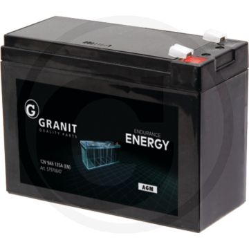 ENDURANCE ENERGY Accu 9V / 12Ah AGM Vlakstekker Gesloten en onderhoudsvrij