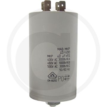 Condensator 40 µF, M8 draadbout, Ø45mm, 92mm potlengte