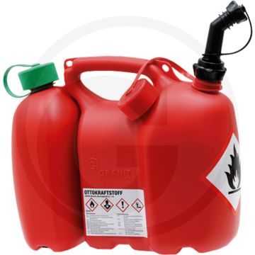 Dubbele jerrycan "Profi" 6L brandstof / 3L kettingolie
