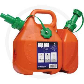 Husqvarna Kombikanister 6L + 2,5L, Orange, Kraftstofffüllschutz. UN-Empfehlungen.