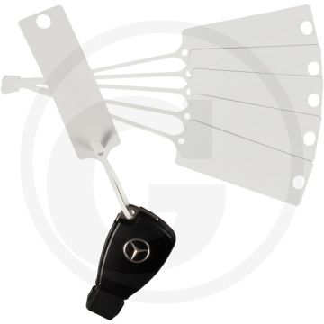 Bijlage-ringen voor autosleutels, 100 stuks, wit, 65 x 25 mm