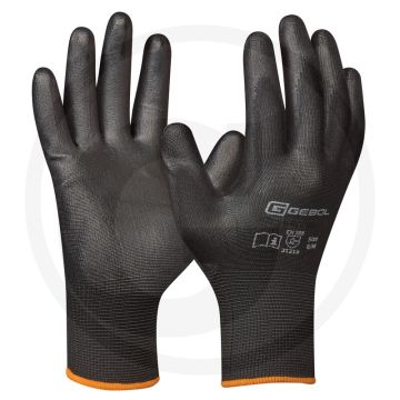 Gebol Handschoenen "Micro Flex" M maat, PU-coating, EN 388 - Zwart