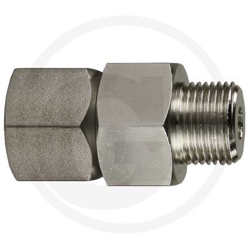 Draaikoppeling 3/8" binnendraad, 3/8” buitendraad, RVS/vernikkeld messing, 275 bar
