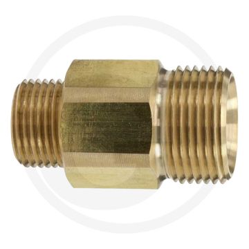 Tegennippel Messing 3/8" buitendraad, M22 x 1,5 buitendraad - Druk max. 400 bar