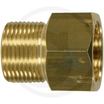 Tegennippel Messing M22 x 1,5 buitendraad, M22 x 1,5 binnendraad - 33mm.