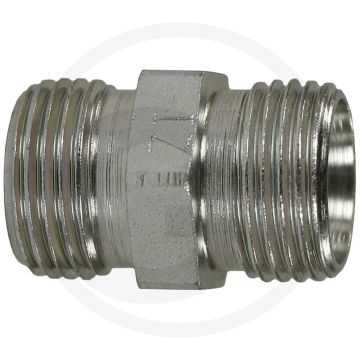 Dubbele nippel 12L M18 x 1,5 28mm Verzinkt staal 400 bar