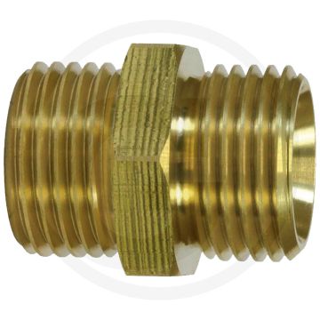 Dubbele nippel Messing 400 bar 23mm.