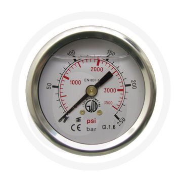 Manometers 50mm RVS 0-250 bar