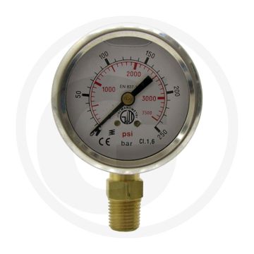 Manometers 40mm, 0-250 bar, RVS - Reinigingstechniek