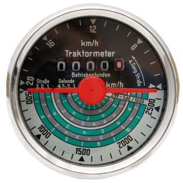 Tractormeter (Draairichting links 20 km/u Inbouwmaat Ø: 80 mm)