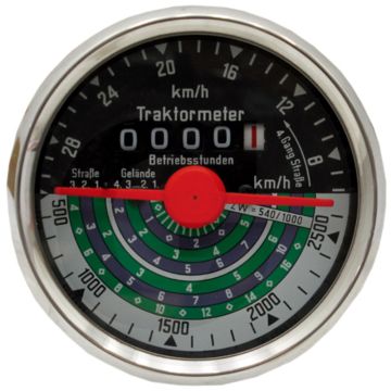 Tractormeter (Draairichting links 28 km/u Inbouwmaat Ø: 80 mm)