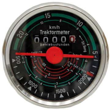 Tractormeter (Draairichting links 20 km/u Inbouwmaat Ø: 80 mm)