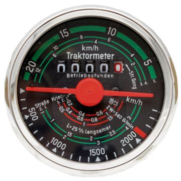 Tractormeter (Draairichting links 20 km/u Inbouwmaat Ø: 80 mm)