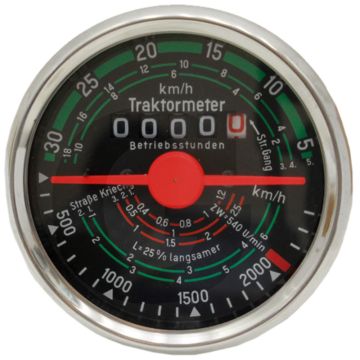 Tractormeter (Draairichting links 30 km/u Inbouwmaat Ø: 80 mm)