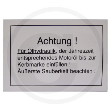 Let op! Für Ölhydraulik - Uitvoering: Wit