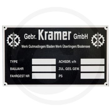 Typeplaatje - Passend voor Kramer - Opbouw - Aluminium