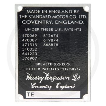 Typeplaatje - passend voor Massey Ferguson 135