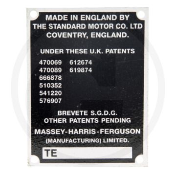 Typeplaatje - voor Massey Ferguson 135