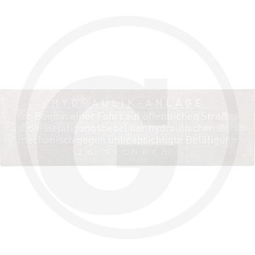 Sticker (Opmerking over hydraulieksysteem)