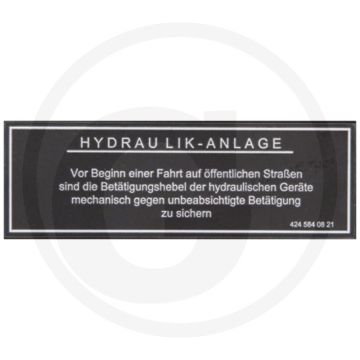 Sticker - Hydraulisch systeem, Trac 1300, 1400, 1500, 1600, 1800